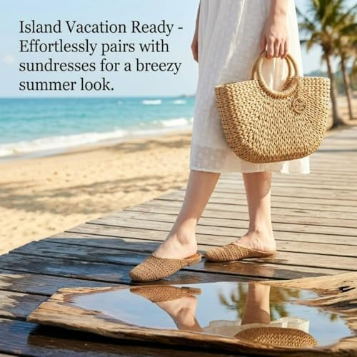 Elegant Bohemian Crochet Mules for Women, Breathable Hollow-Out Woven Knit Flats, Pointed Toe Summer Beach Sandals, Lightweight Slip-on Loafers for Travel & Daily Wear - Image 2