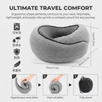 Memory Foam Travel Neck Pillow with Chin Wrap for Airplanes - Image 2