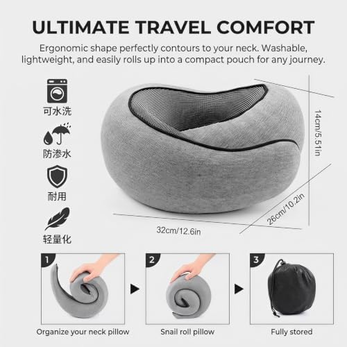 Memory Foam Travel Neck Pillow with Chin Wrap for Airplanes - Image 2