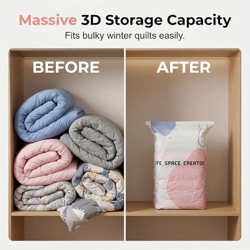 No‑Pump Vacuum Storage Bags, 2026 New Cube Compression Space Saver Bags, Large Storage Compression Bags Press & Seal, Vacuum Seal Bags for Clothes, Comforters, Blankets (5 Pcs, Medium) - Image 5