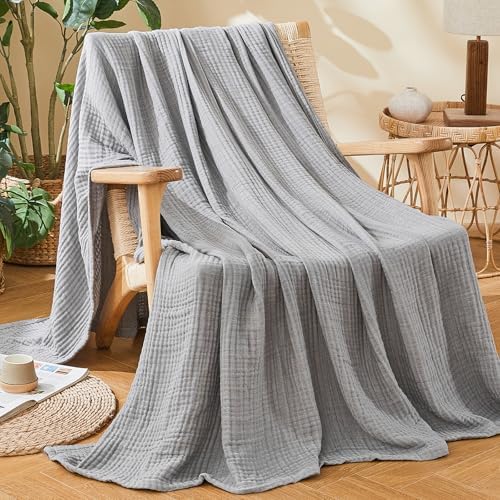 EMME Muslin Cotton Blanket Adults Heather Grey King 108" X 90" - Image 4