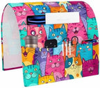 Sofa Armrest Organizer Bedside Caddy, Colorful Cat Non Slip Couch Remote Control Holder for Recliner, Modern Abstract Art Cartoon Animals Armchair Caddy with Pocket for Magazine, Phone, 19.7"x35" by Unknown