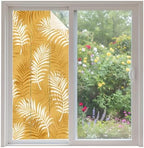 Window Privacy Film Frosted, Fall Orange Botanical Non-Adhesive Static Cling Window Tint, Summer Palm Leaves Foliage Tropical Insulated Windows Frosted Films for Living Room, 35.4 x 78.7 Inches by Unknown