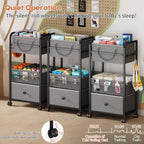 Cidaziya 3In1 Baby Diaper Caddy Organizer, 3 Tier Rolling Cart with Drawer, Detachable Dividers, Mobile Utility Cart Baby Dresser Clothes Organizer for Crib, Bedroom, Art & Craft Storage, Grey - Image 5