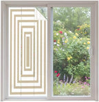Window Privacy Film Frosted, Beige White Geometric Non-Adhesive Static Cling Window Tint, Square Minimalist Modern Insulated Windows Frosted Films for Living Room, 35.4 x 78.7 Inches by Unknown