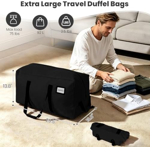 2-Pack Rolling Duffle Bag with Wheels, 92L Foldable Extra Large Moving Bags - Image 3