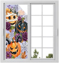 Window Privacy Film Frosted, Pumpkins Halloween Static Cling Door Window Covering, Black Horror Purple Floral Vintage UV Blocking Windows Film for Office, Hotel, Bedroom, 29.5 x 78.7 Inches by Unknown