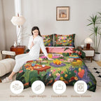 Erosebridal Woodland Camping King Comforter Set Rustic Camper Car Bedding Set Rv Bunk Comforter for Kids Boys Girls Campfire Sunset Quilt Duvet - Image 4