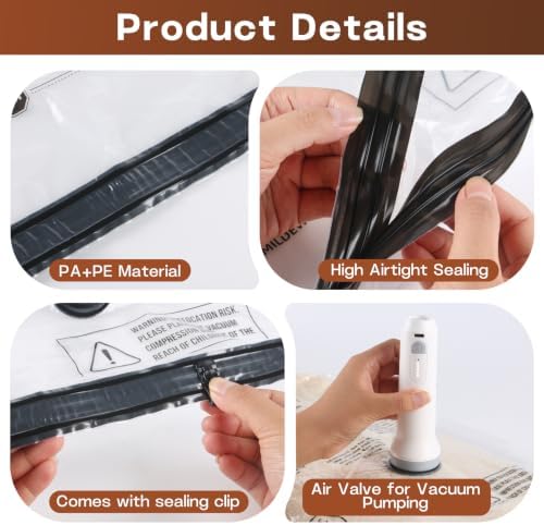 15PC Bag Flat Travel Vacuum Bags with Pump, Vacuum Storage Bags for Clothes - Image 6