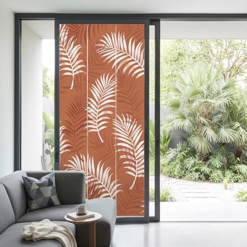 Window Privacy Film Frosted, Terracotta Botanical Non-Adhesive Static Cling Window Tint, Summer Palm Leaves Foliage Tropical Insulated Windows Frosted Films for Living Room, 35.4 x 78.7 Inches - Image 2