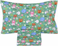 Scientific Sleep Cats Dogs Puppy Green Funny Free & Easy Vibrant Happy Fun 100% Cotton Cozy Twin Bed Sheet Set, Flat Sheet & Fitted Sheet & Pillowcase Boys Girls Kids Bedding Set by Scientific+Sleep