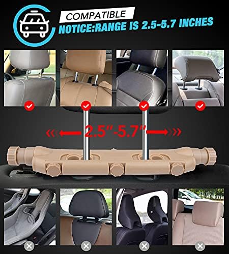 JZCreater Car Headrest Pillow, 180°Adjustable Car Headrest, Head Neck Support Pillow, U- Shaped Design, Travel Sleeping Car Headrest, fit for Car Seat with Bar，Ideal for Kids and Adults (Beige) - Image 4
