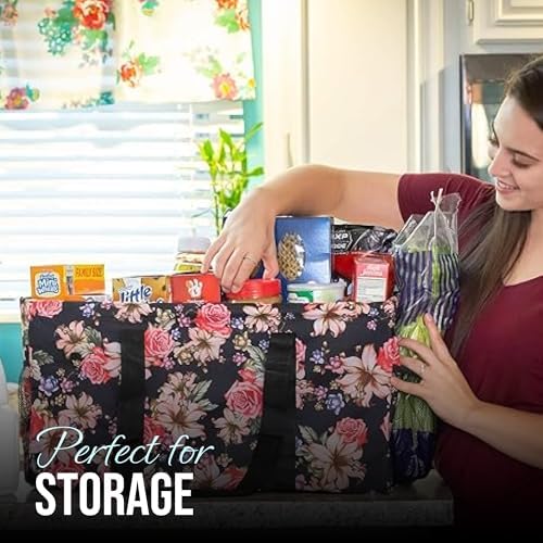 Extra Large Utility Tote Bag - Oversized Collapsible Beach Bag - Rose - Image 2