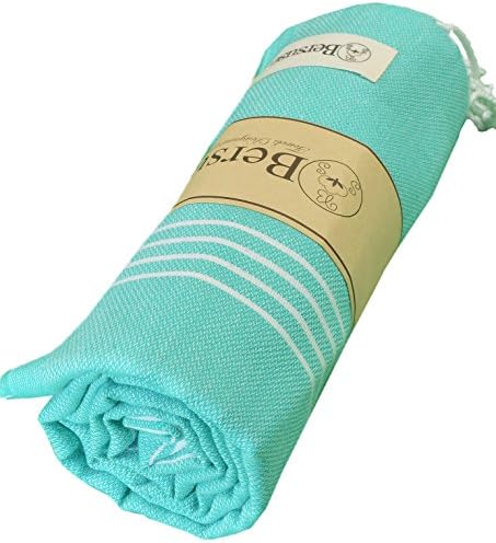 Bersuse Towels Anatolia XL Beach Blanket Throw Blanket Turkish Towel 100% Cotton Extra-Large Quick-Dry Lightweight Premium Peshtemal Towel - 61x82 Inches, Mint Green - Image 2