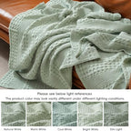 PHF Lightweight 100% Cotton Waffle Blanket for Bed, King, Mint Green - Image 6