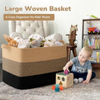 Goodpick 105L Extra Large Woven Rope Blanket Basket, Rectangle, Black Jute - Image 2