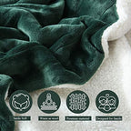 NANPIPER Bed Blanket Reversible Sherpa Flannel Blanket Super Soft Fuzzy Plush Fleece Microfiber (90"x90" Olive Green) Queen - Image 4