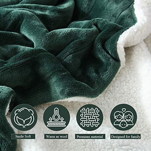 NANPIPER Bed Blanket Reversible Sherpa Flannel Blanket Super Soft Fuzzy Plush Fleece Microfiber (90"x90" Olive Green) Queen - Image 4