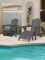 KINGYES Folding Adirondack Ottomans Set of 4 for Adirondack Chair, Grey - Image 3