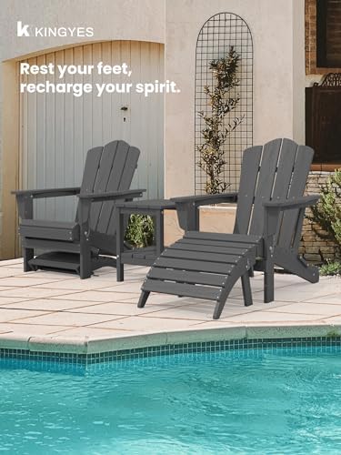 KINGYES Folding Adirondack Ottomans Set of 4 for Adirondack Chair, Grey - Image 3