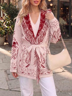 Saodimallsu Womens Fall Tassel Shawl Collar Cardigan Paisley Wrap Sweaters - Image 3
