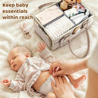 Diaper Caddy Organizer–Felt Storage Bin for Car & Bedside, Oatmeal - Image 6
