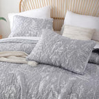 JANZAA Twin Quilt, Grey Quilt Set Floral Bedspread 2 Pieces Bedding Set - Image 3