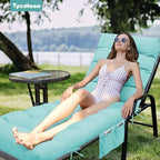 Outdoor Lounge Chair Cushion Set of 2, Waterproof Chaise Lounge Cushions Replacement for Outdoor Furniture 71 x 22 x 4.7 Inches Non-Slip Patio Pool Lounge Chair Cushions with Ties (Teal) - Image 5