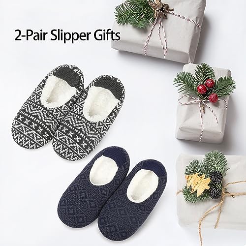 Men Fuzzy Slipper Socks Non-Slip Grippers Soft Sole House Slippers - Image 2