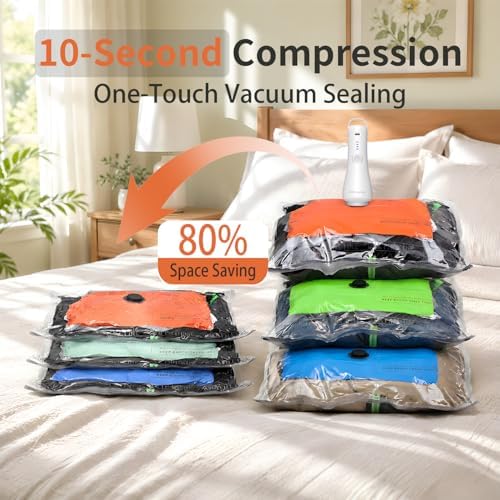 Travel Vacuum Compression Storage Bags with Electric Pump 18 Pack丨Space Saver Packing Seal Bags, Airtight Leak-Proof Thickened for Clothes, Luggage, Bedding, Closet Seasonal Organizer - Image 6