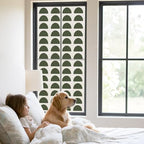 Window Privacy Film Frosted, Forest Green Boho Static Cling Door Window Covering, Middle Century Geometric Abstract Art UV Blocking Windows Film for Office, Hotel, Bedroom, 29.5 x 78.7 Inches - Image 2