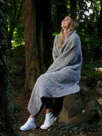 SAOL Luxurios Dara 100% Merino Wool Cable Knit Aran Throw/Blanket (Grey) by 69 x 44 inches - Image 2