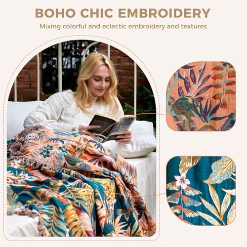 LUTBM Boho Throw Blanket for Couch 50"x60", Cotton Decorative Bed Throws - Image 3