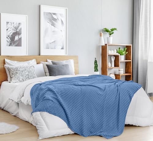 Utopia Bedding 100% Cotton Waffle Blanket Queen Size Wedgewood, 90x90 Inch - Image 6