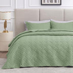 Love's cabin California King Size Quilt Bedding Set Sage Bedspread - Cal King Summer Lightweight Bedspread Comforter - Wave Pattern Coverlet for All Season - 3 Pieces (1 Quilt, 2 Pillow Shams) by Lovescabin