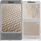 King Quilt Set Bedspread Coverlet Bedding Leaf Beige 106"x96" - Image 3