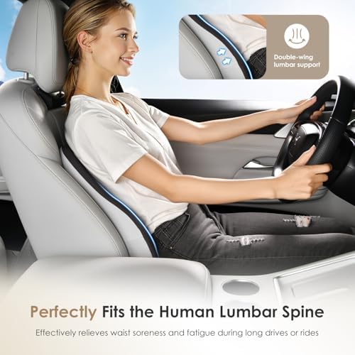 Upgrade Large Car Seat Cushion and Lumbar Support Pillow, Ergonomic Memory Foam Driving Seat Cushion for Back & Sciatica Pain Relief, Non-Slip Washable Seat Cushion for Car, Driver, Office-Gray - Image 5