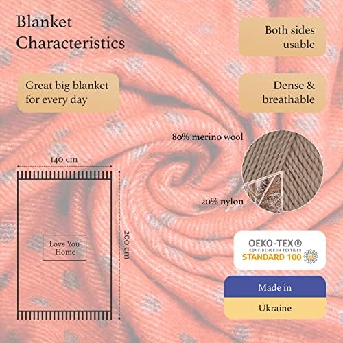 LYHome Merino Wool Blanket, Warm & Soft Throw for Bed & Couch, 55 x 79 in - Image 2