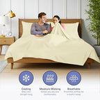 Kickoff Viscose Bamboo Sheets Twin Size 3-pc 100% Organic Bamboo Viscose Bed Cooling Sheets Twin Size Set Cool Bedding for hot Sleepers Sheet Set - Gift Ready Packaging (Cream, T) - Image 4