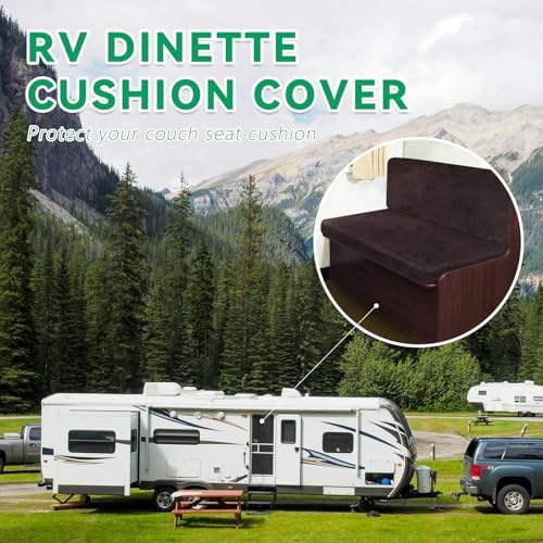 molasofa Leather Like RV Dinette Cushion Covers, RV Booth Seat Cover Stretchable Camper Cushion Couch Covers Slipcovers for RV Camper Car Bench (2 Bench Cover & 2 Backrest Cover, Chocolate-06) - Image 3