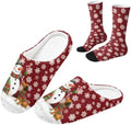 Christmas Fuzzy Slipper with Socks for Women Men Warm House Slipper and Socks Cozy Fuzzy Slippers for Indoor by Baxinh