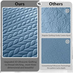 Imperial Rooms California King Quilt Bedspread Washed Blue Leaf 8-Pack - Image 4