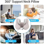 Travel Neck Pillow with Noise Reduction Ear Muffs, U Shape Airplane Pillow with Noise Cancelling Earmuffs, Neck Support Plane Pillow for Office High Speed Train Sleeping - Image 2