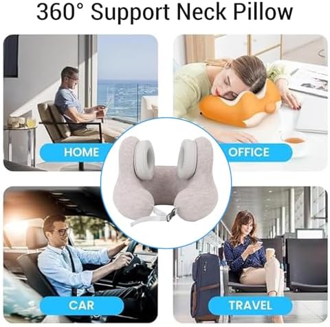 Travel Neck Pillow with Noise Reduction Ear Muffs, U Shape Airplane Pillow with Noise Cancelling Earmuffs, Neck Support Plane Pillow for Office High Speed Train Sleeping - Image 2
