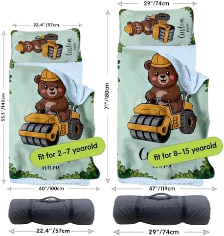 Personalized Toddler Nap Mat for Preschool, Custom Kids Nap Mat with Name, Extra Soft Preschool Nap Mat with Pillow & Blanket, Roll Up Daycare Sleeping Mat for Kids Boys - Image 6
