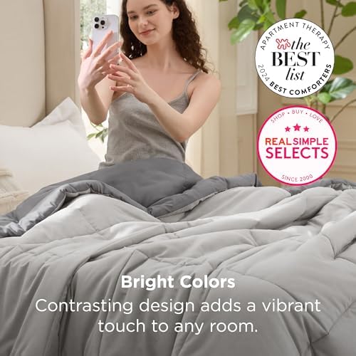Bedsure Twin XL Comforter Duvet Insert - Bedding Quilted, Light Grey/Grey - Image 7