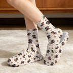 Jeiento Winter Fuzzy Slipper and Crew Socks for Women,Adult Slip-on Close Toe House Slipper,Flat Comfort home Slides - Image 2