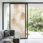 Window Privacy Film Frosted, Beige Palm Trees Tropical Non-Adhesive Static Cling Window Tint, Summer Beach Botanical Insulated Windows Frosted Films for Living Room, 35.4 x 78.7 Inches - Image 2