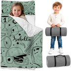 Personalized Toddler Nap Mat with Pillow and Blanket, Monogram Nap Mats for Preschool Daycare, Custom Thickened Large 55”x22.5” Sleeping Bag for Kids, Rollup Sleeping Mat for Boys Girls Gift by Feraurae