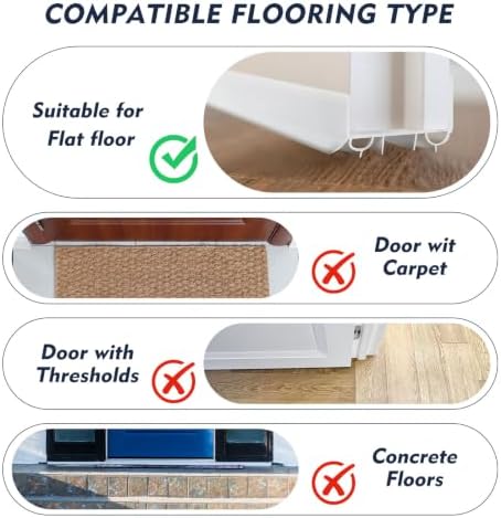 Lineshading 2 Sets U-Shaped Door Sweep 1 3/4" x 36", PVC Door Seal, White - Image 5